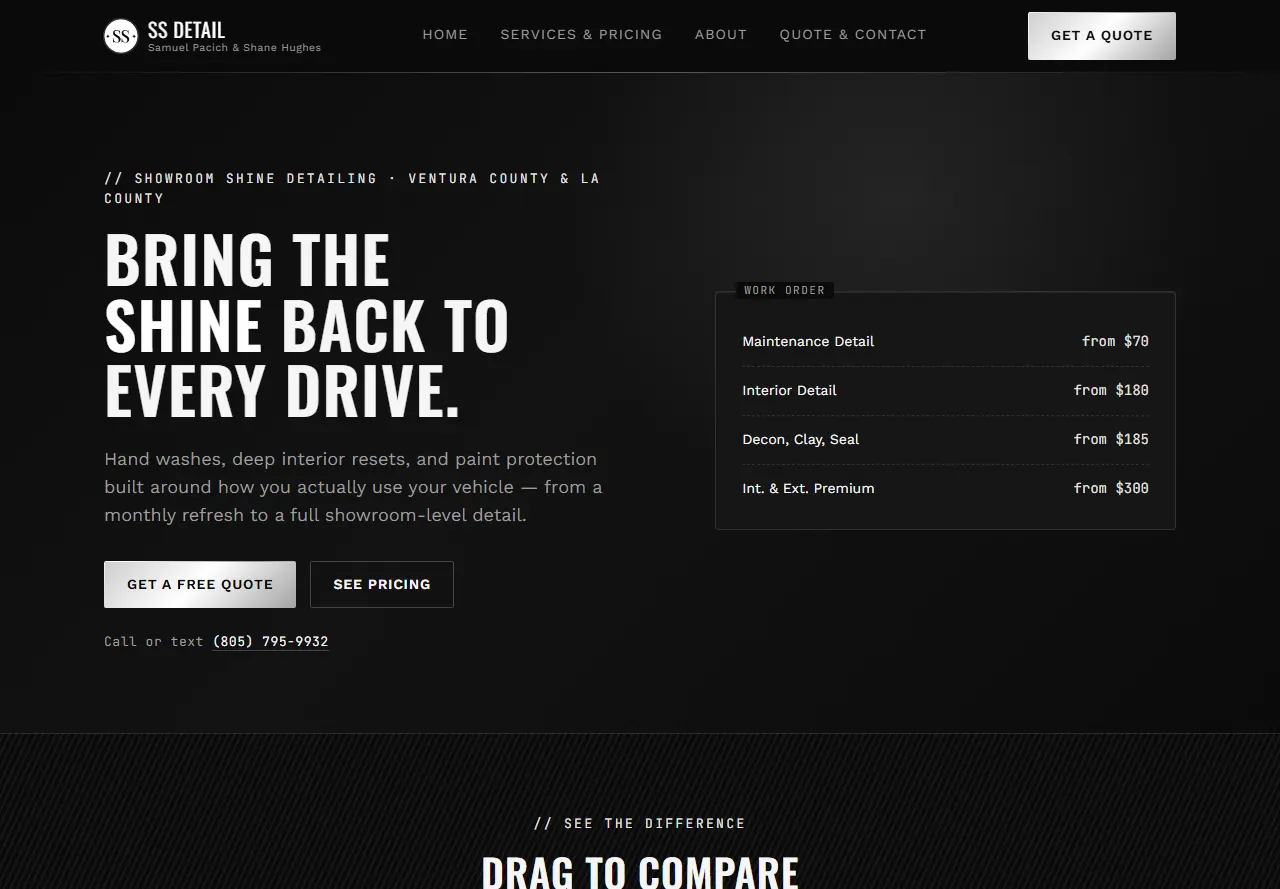 The SS Detail homepage.